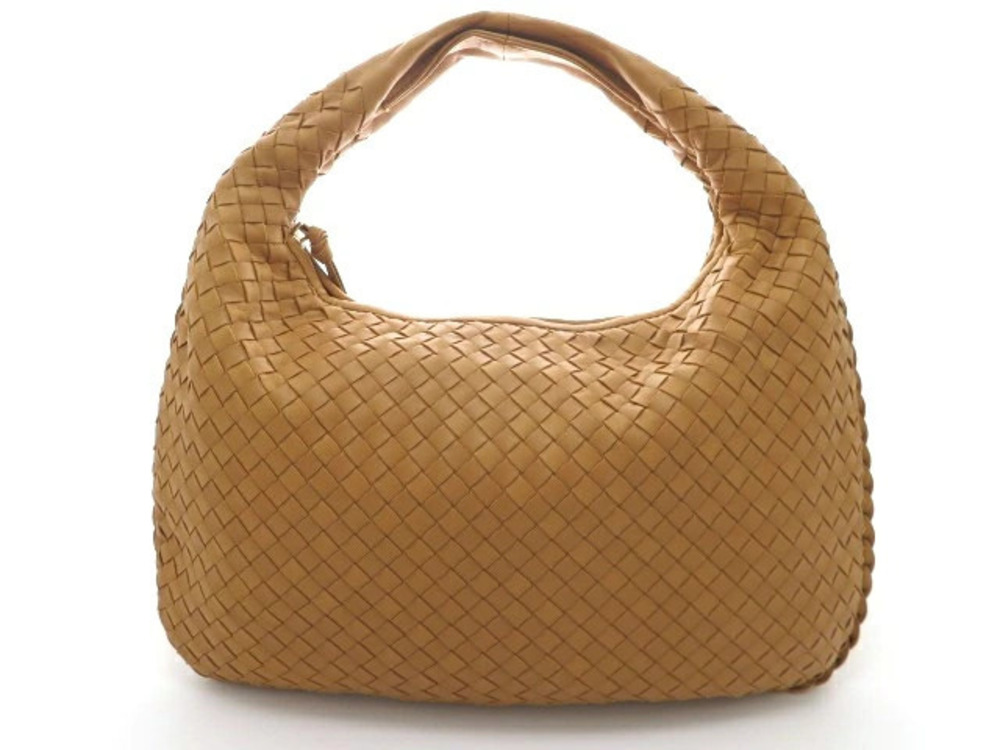BOTTEGA VENETA Bag Hobo One Shoulder Camel Brown Intrecciato Lambskin